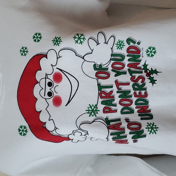 VTG white sweater XL, "What part of no don't you understand?" - Picture 3 of 12